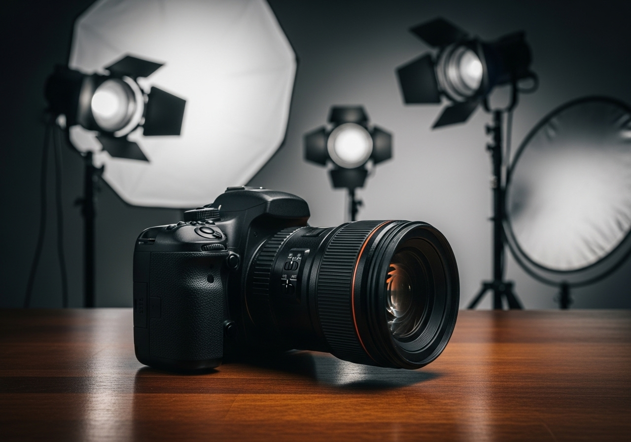 Equipo profesional de fotografía y procesamiento